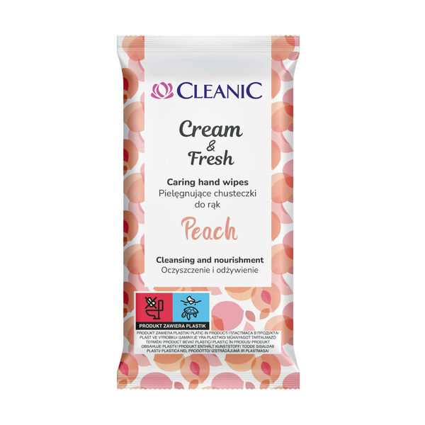 

Салфетки для рук персикового цвета, 15 шт./1 упаковка. Cleanic Cream&Fresh