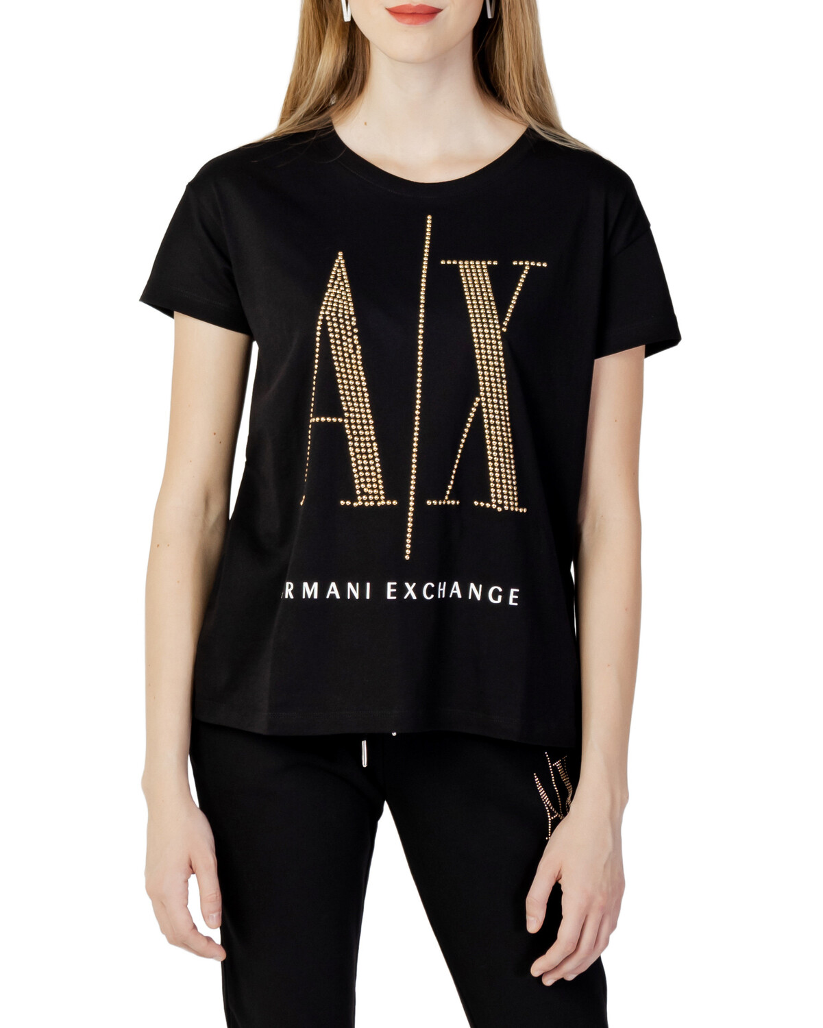 

Футболка женская Armani Exchange с фирменным принтом, черный