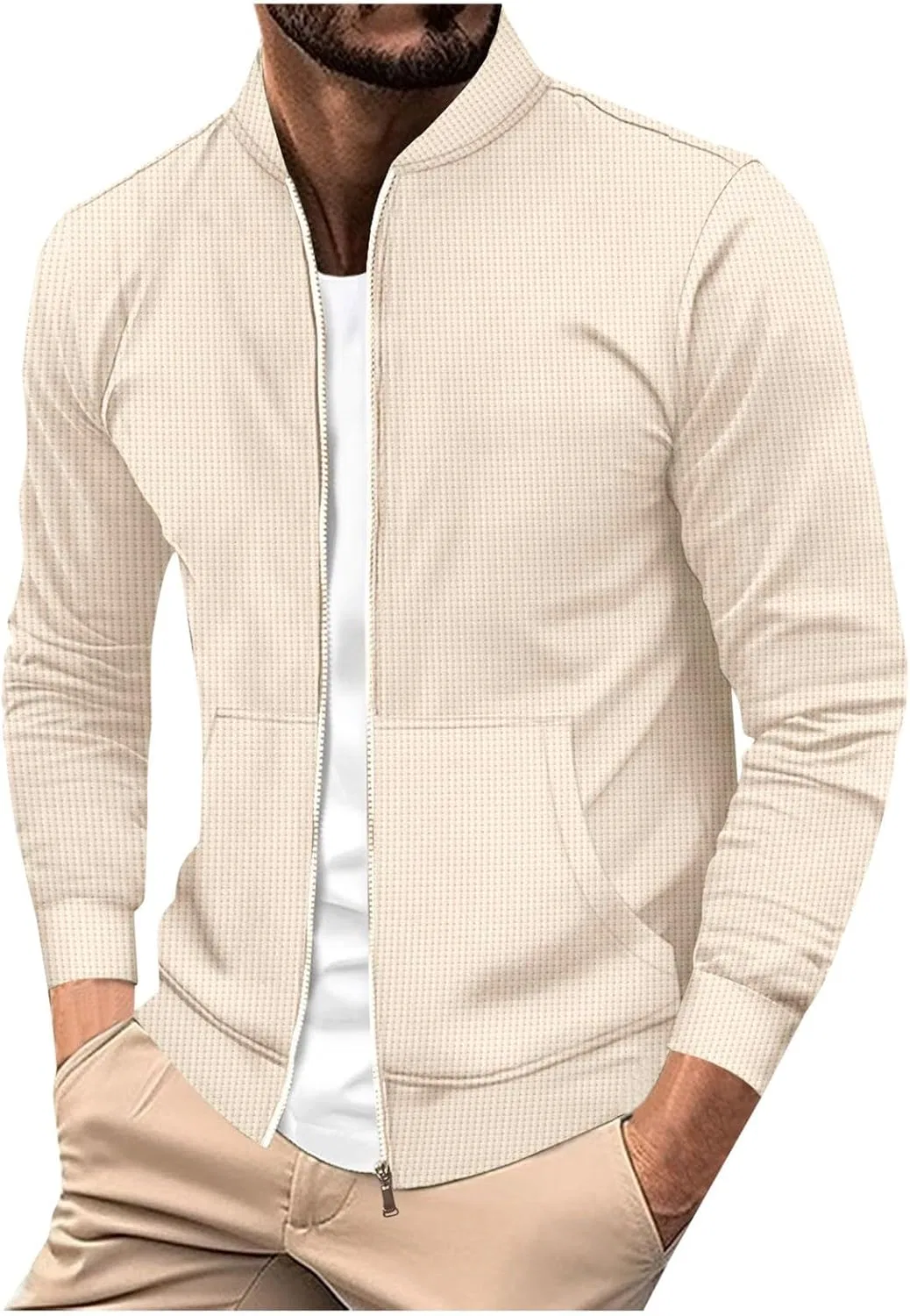 Куртка мужская легкая с карманами, Polyester, Khaki