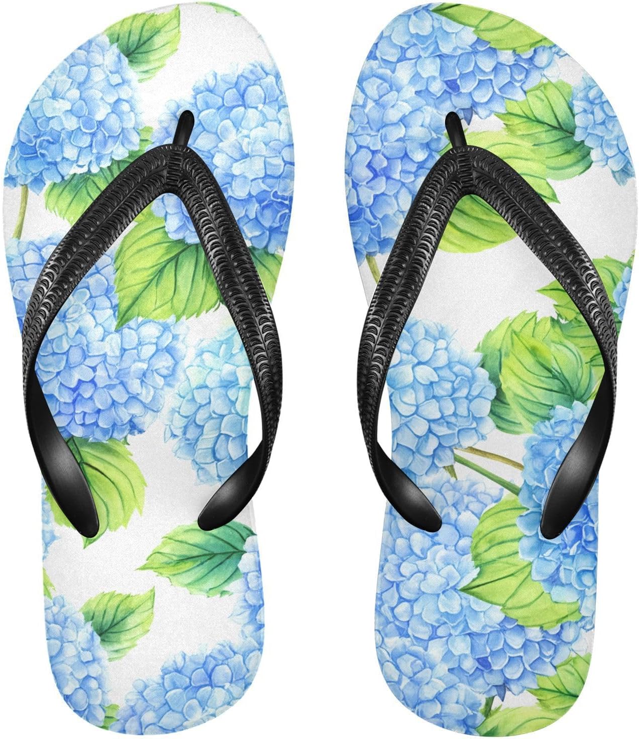 

Мужские летние шлепанцы с голубыми цветочными листьями, пляжные резиновые сланцы с противоскользящей подошвой для душа и прогулок Sinestour