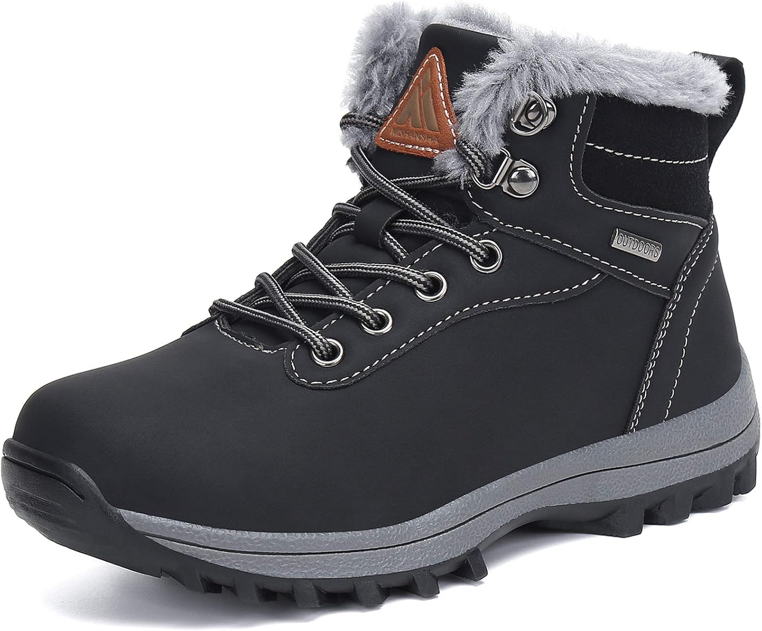 

Детские зимние ботинки Mishansha для мальчиков и девочек, водонепроницаемые, походные, с теплой меховой подкладкой для холодной погоды, для прогулок на улице, Night Black