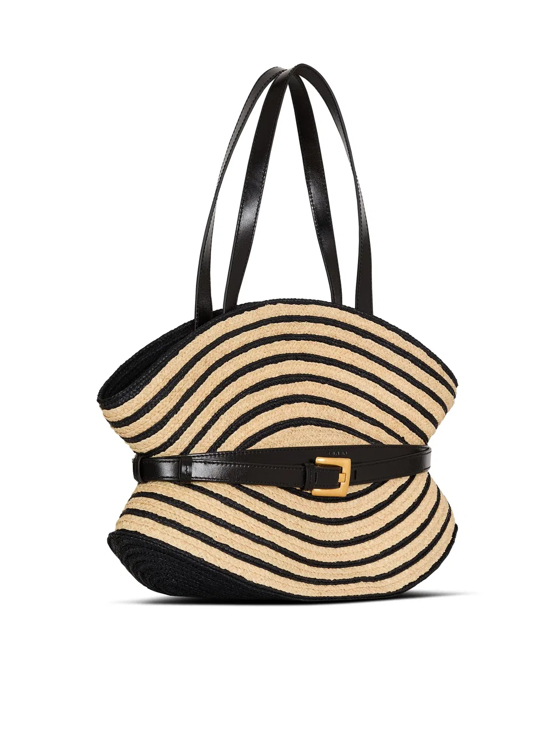Сумка Medium Shuffle из гладкой кожи и двухцветной рафии BALMAIN, бежевый — фото 3