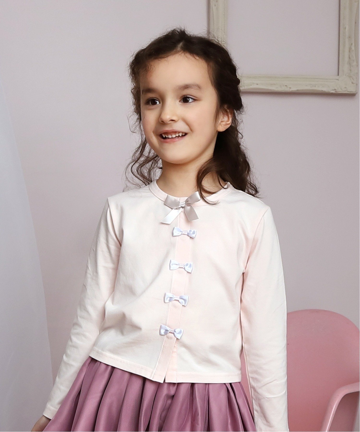 Кардиган с французской лентой, защищающей от УФ-излучения. Panpantutu, Macaron Pink