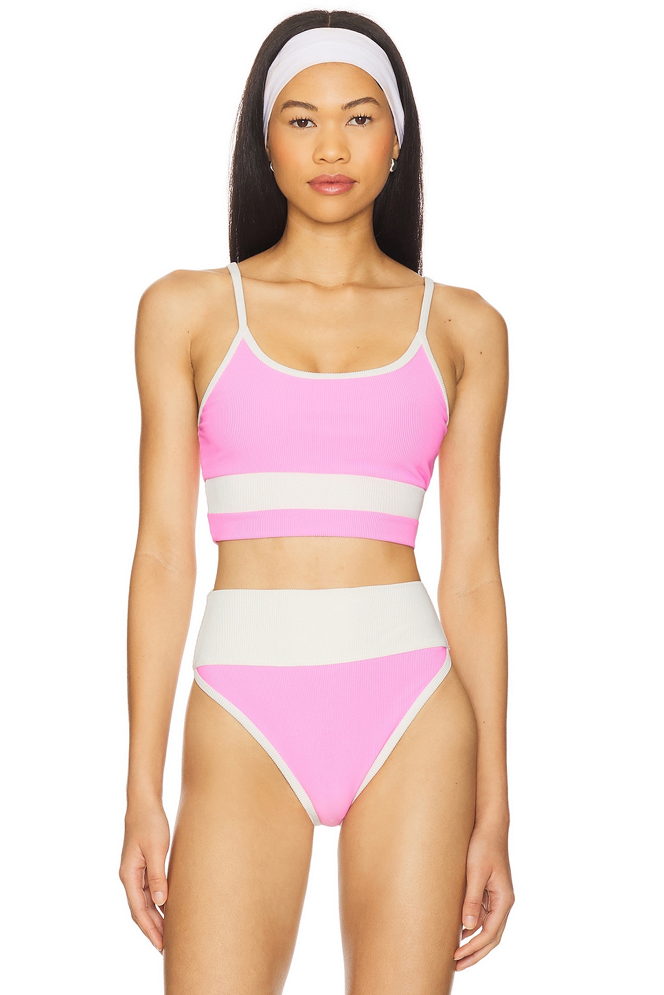 

Верх бикини Eva Beach Riot, prism pink stripe