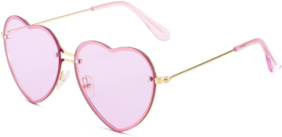 

Модные солнцезащитные очки с линзами в форме сердца для женщин, конфетные прозрачные линзы цвета океана, без оправы, защита от ультрафиолета UV400 MTZJH, Purple