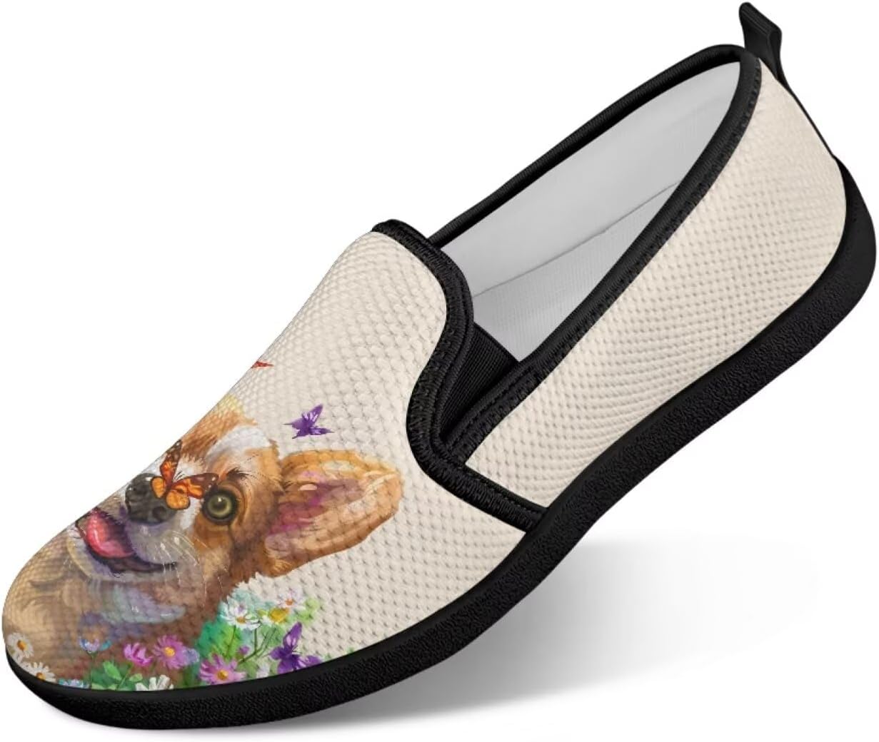 

Мужские прогулочные кроссовки без шнурков, удобные, модные, повседневные кроссовки, дышащая сетка, для фитнеса и тренировок, легкие, размеры США 4-9 Twousenru, Corgi Flowers