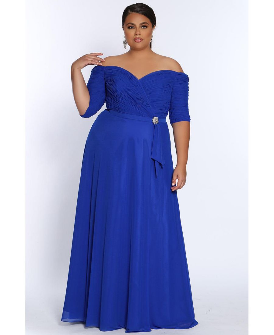 

Женское вечернее платье с открытыми плечами и рукавами Celebrations by Sydney's Closet, Royal