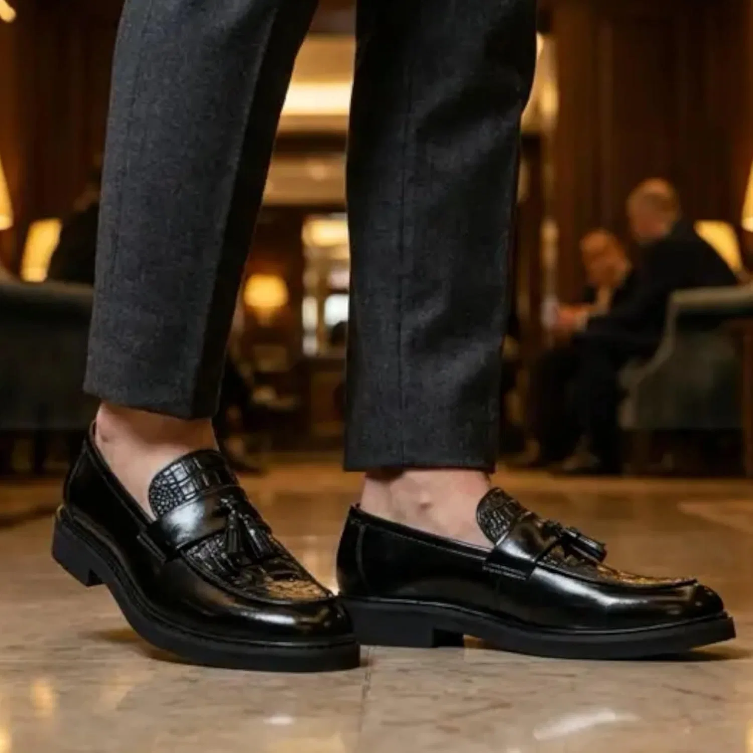 Лоферы из искусственной кожи с кисточками Dolcetto, черный Infinity Leather — фото 3