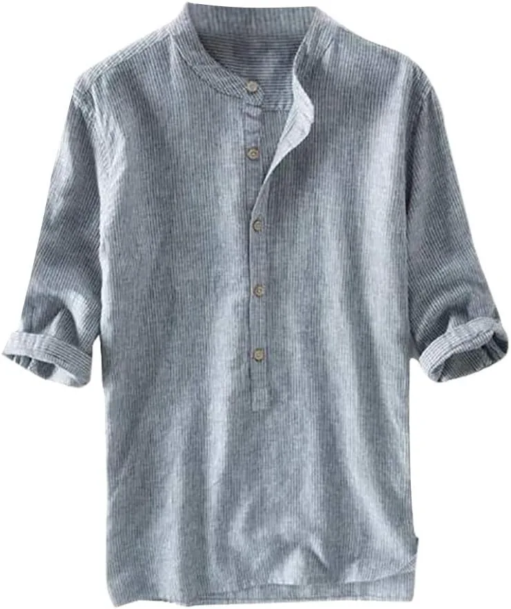 

Мужская льняная рубашка с коротким рукавом Regular-Fit Henley