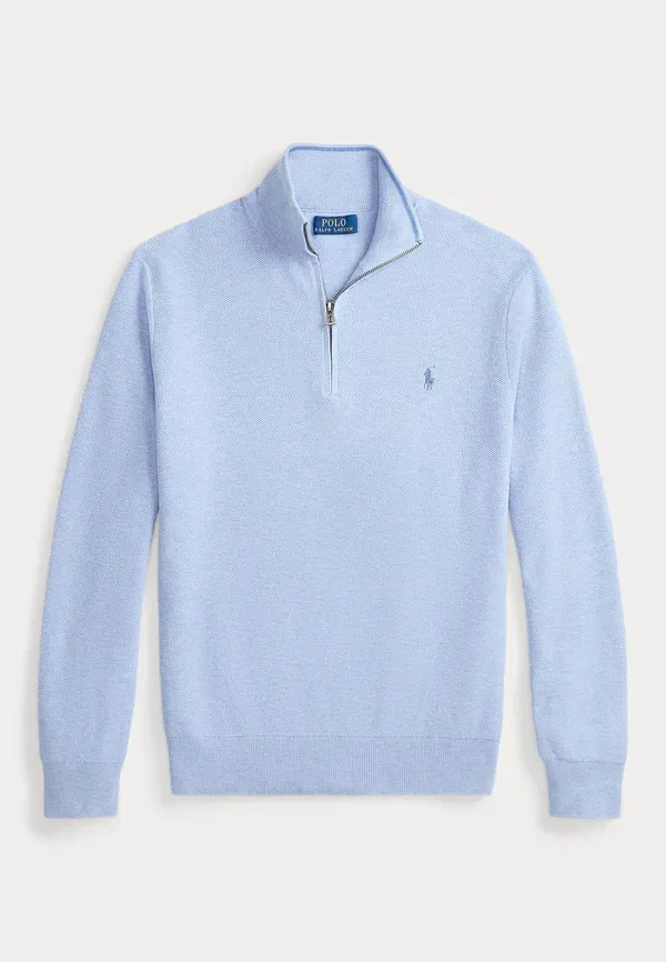 Свитер с воротником-поло из хлопкового трикотажа Polo Ralph Lauren, синий гиацинт — фото 4