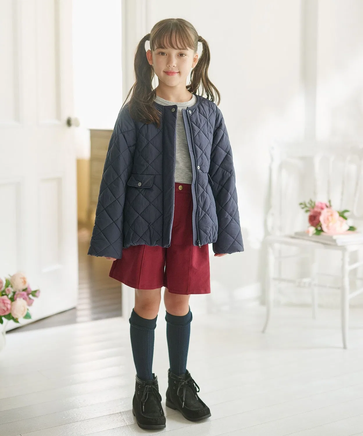 Куртка стеганая с шарфом, бренд KIDS, детская, цвет хаки — фото 3
