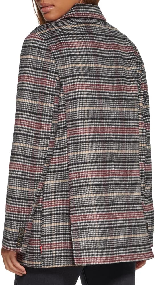 Женский двубортный пиджак Levi's из шерстяной смеси, Black/Wine Plaid — фото 2
