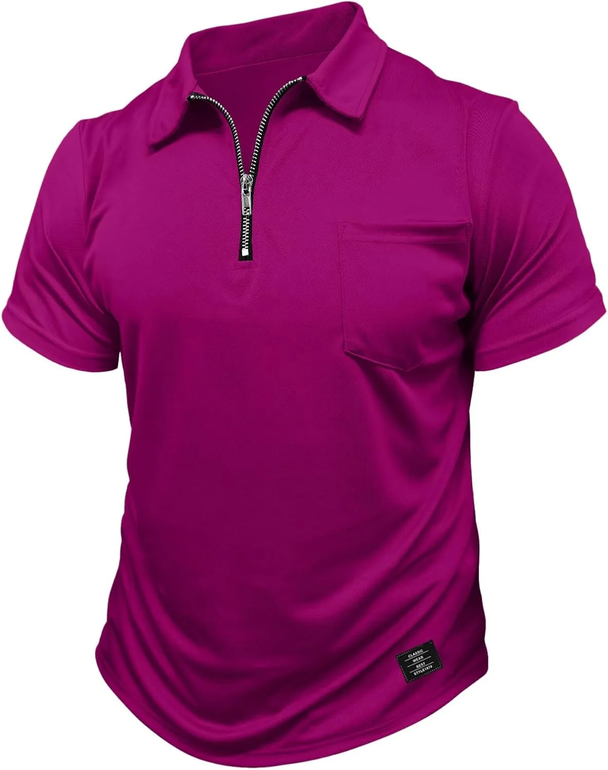 Мужская поло для гольфа с коротким рукавом и молнией на четверть, Slim Fit — фото 3