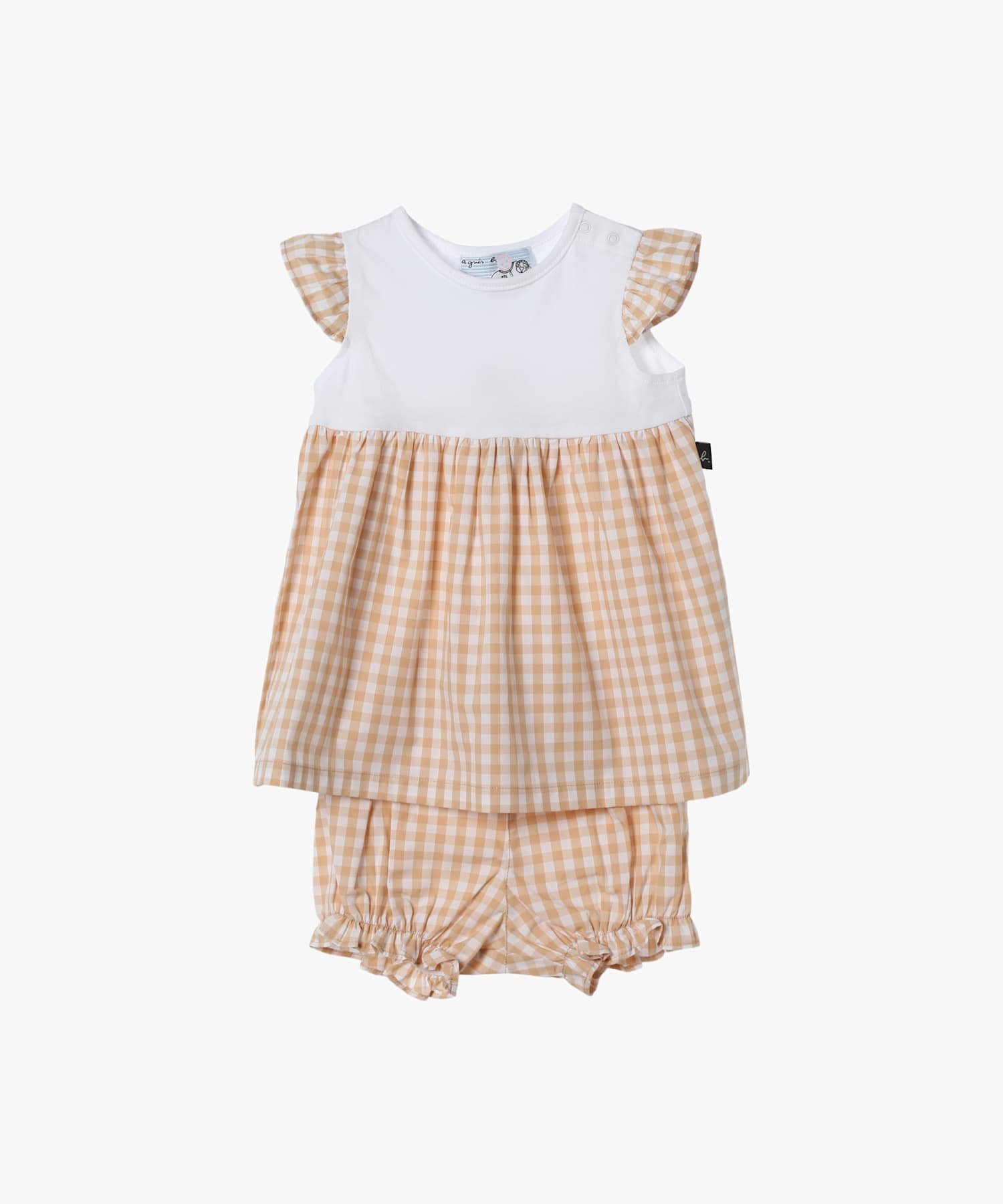 Детские короткие хлопковые трусики в клетку Agnes b. ENFANT, Brown