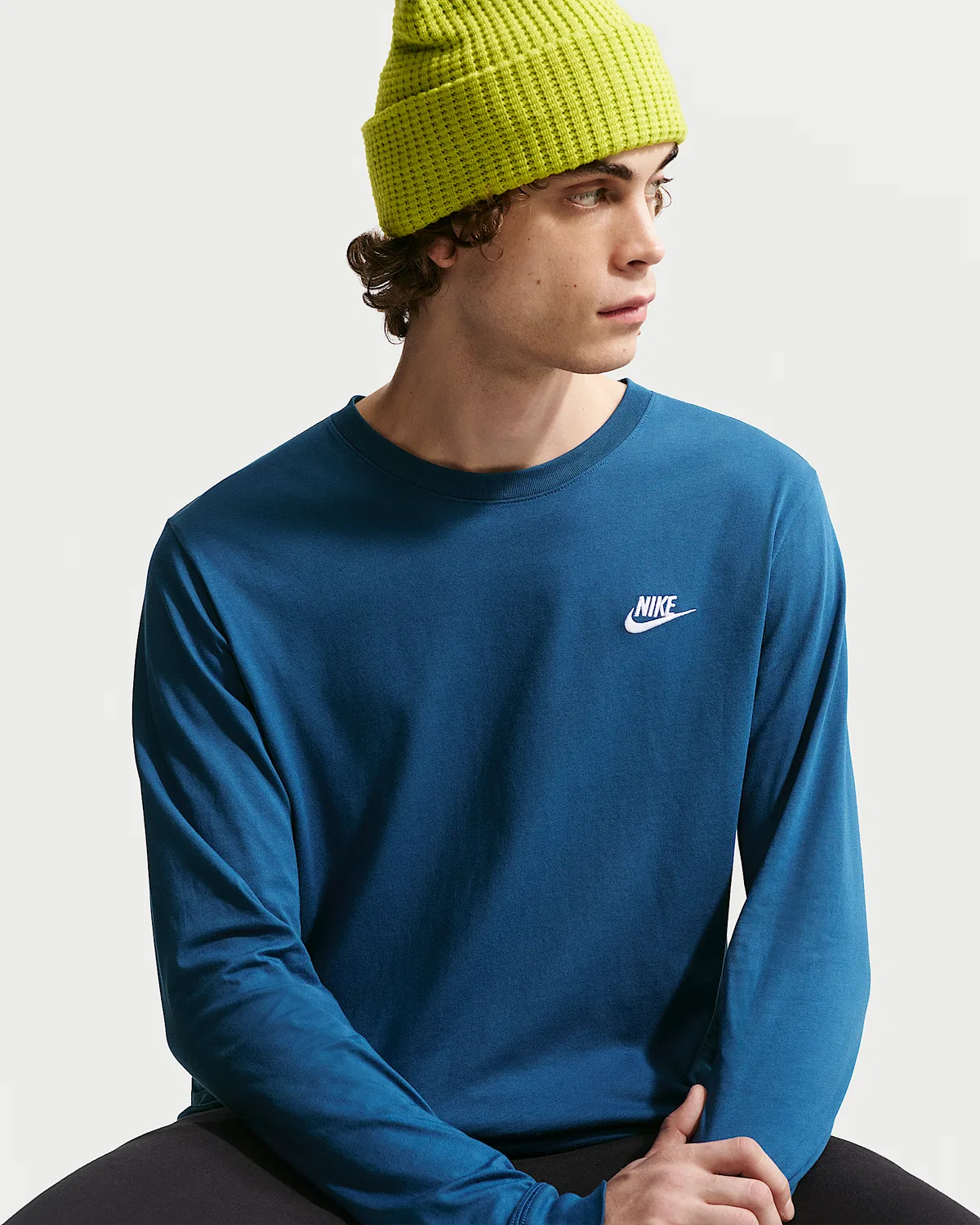 Мужская футболка с длинным рукавом Nike Sportswear Club, Court Blue — фото 3