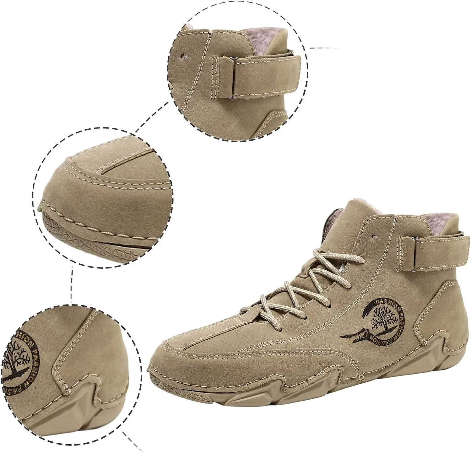 2026 ботинки Herren Schuhemode Wildleder, повседневные удобные высокие ботинки Stiefeletten, теплые и флисовые уличные ботинки Herrenstiefel Generic, Beige — фото 2