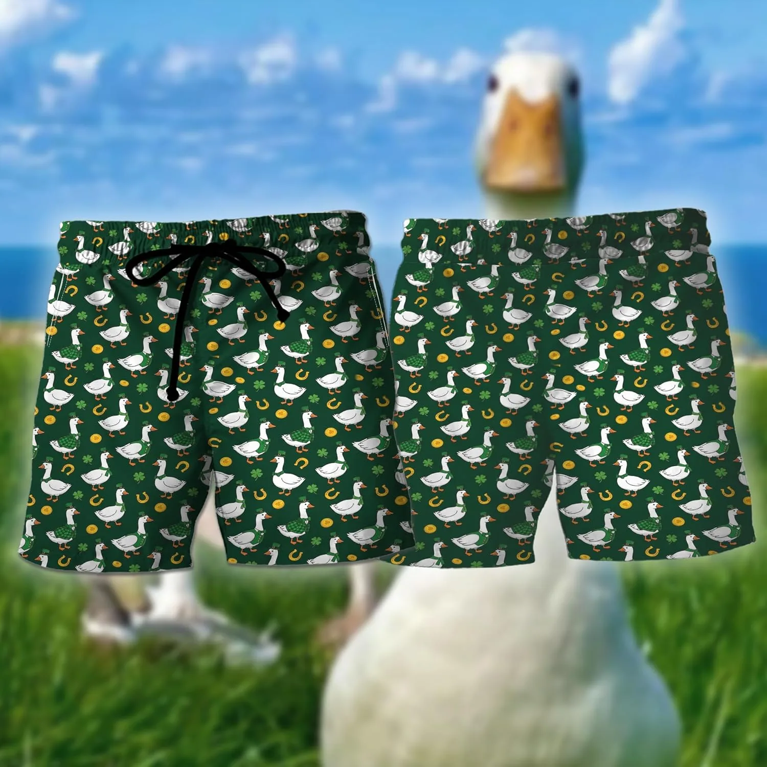 Забавные гавайские плавки Goose для мужчин - короткие плавки Goose с сетчатой ​​подкладкой, купальный костюм, подарок на праздник Generic, Goose_6 — фото 2