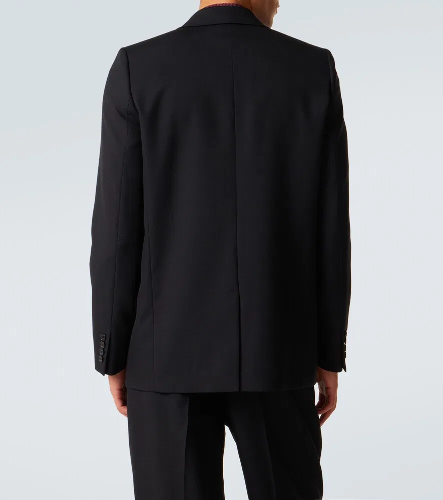 Блейзер из шерстяного габардина Saint Laurent, черный — фото 4