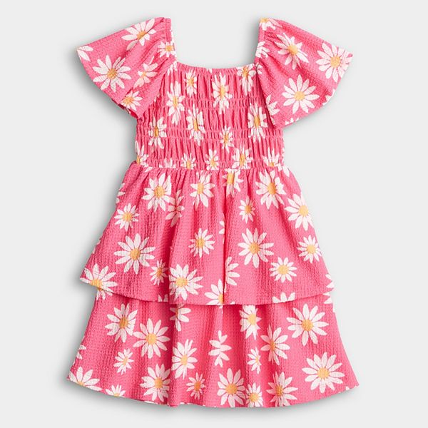 

Платье для девочки с ярусами и рукавами-крылышками Jumping Beans, Pink Large Daisy
