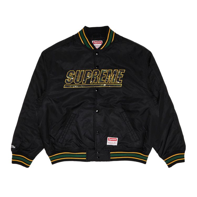 

Куртка Supreme x Mitchell & Ness Camo Logo Varsity Jacket, Black