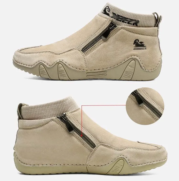 

Мужские ботинки Beck из замши, водонепроницаемые, с молнией, противоскользящие, дышащие, для походов и вождения, Boxpopla, черный