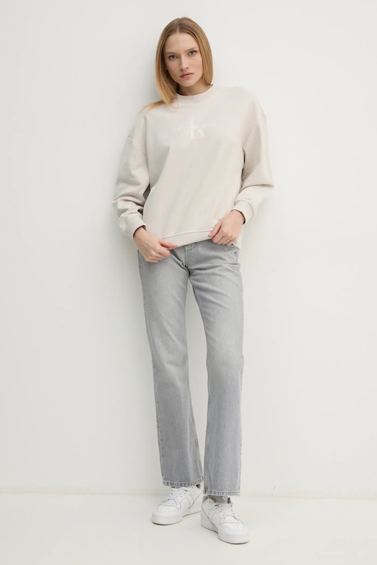 

Хлопковая толстовка Calvin Klein Jeans, бежевый