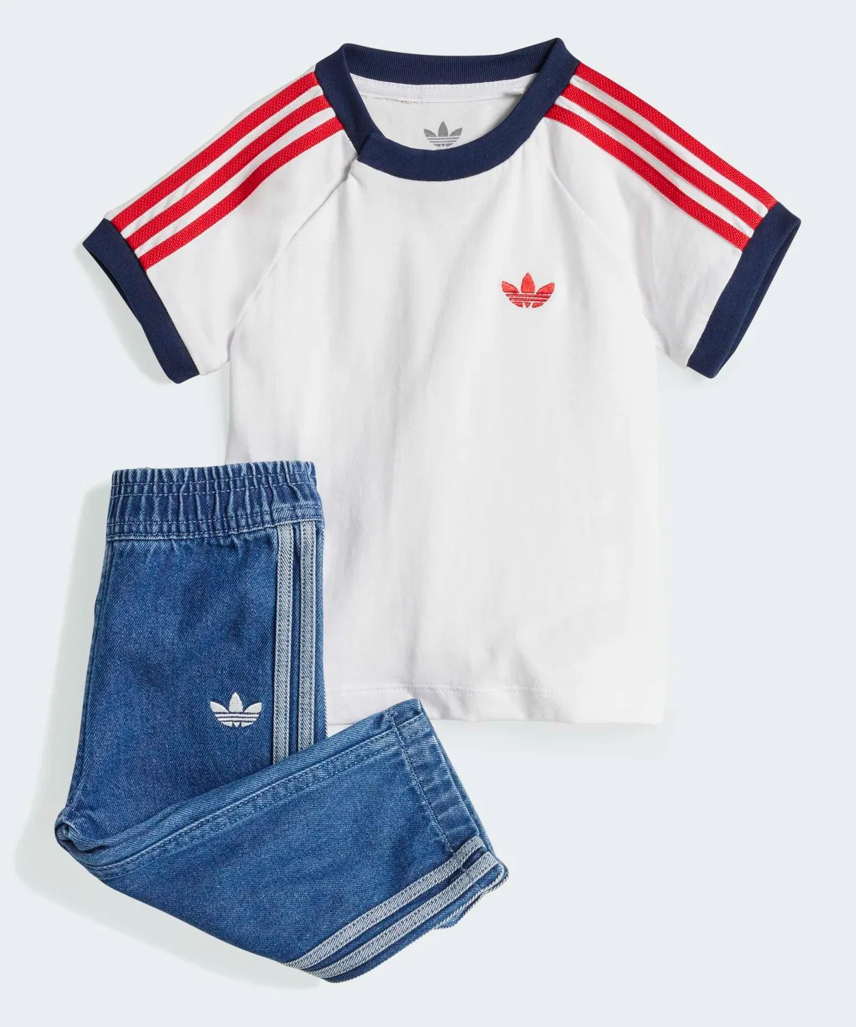 Детский деним-сет: футболка и шорты adidas Originals, хлопок, синий