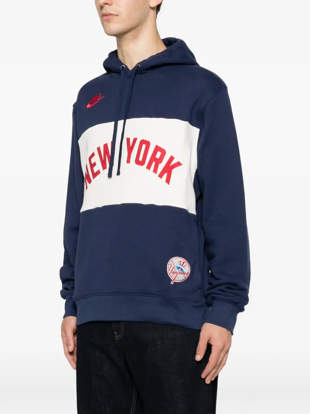 X mlb cooperstown legacy new york yankees drawstring hoodie Nike, синий — фото 3
