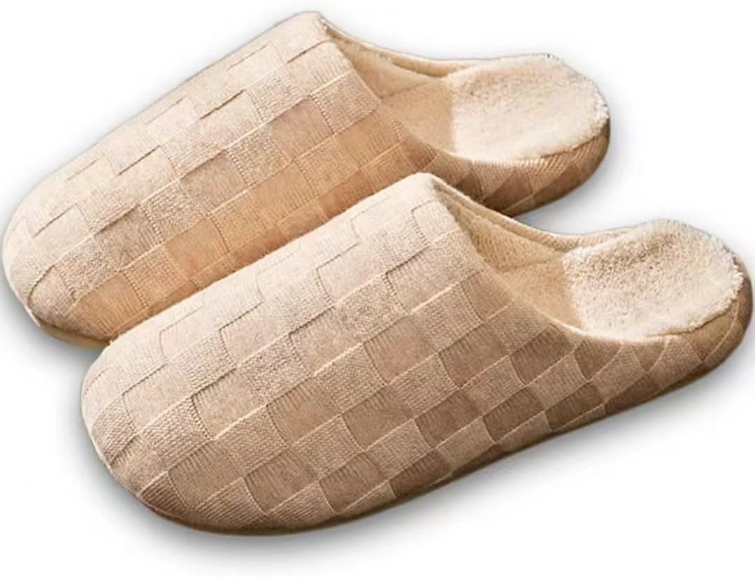 

Пушистые клетчатые тапочки с эффектом памяти, уютные и комфортные, теплые мягкие плюшевые шлепанцы, противоскользящие, для дома и улицы, для женщин и мужчин Auraglor, Milky Tea Color