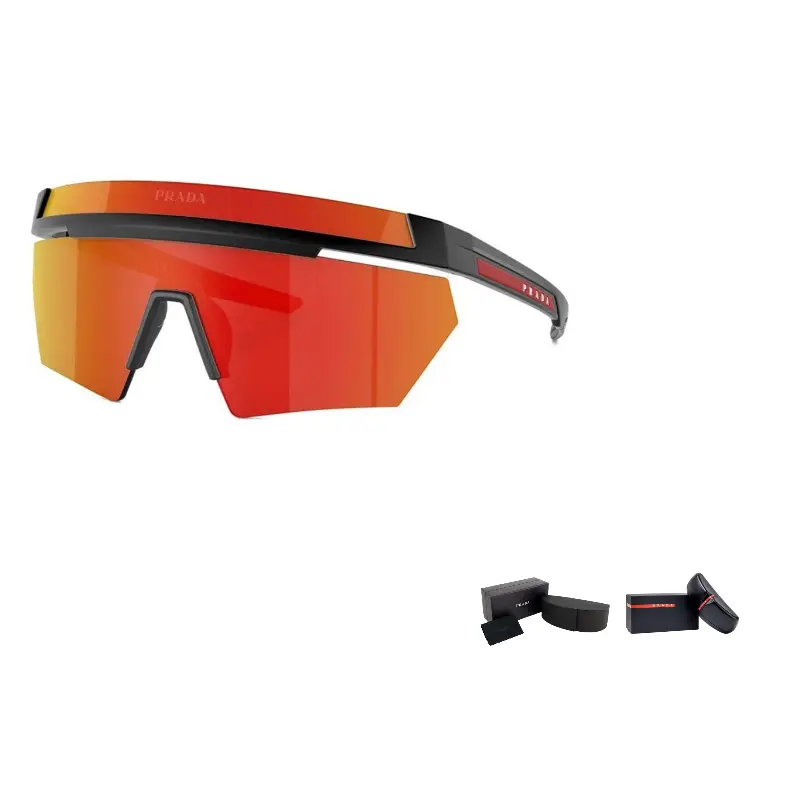 

Солнцезащитные очки без оправы с логотипом Prada, черный