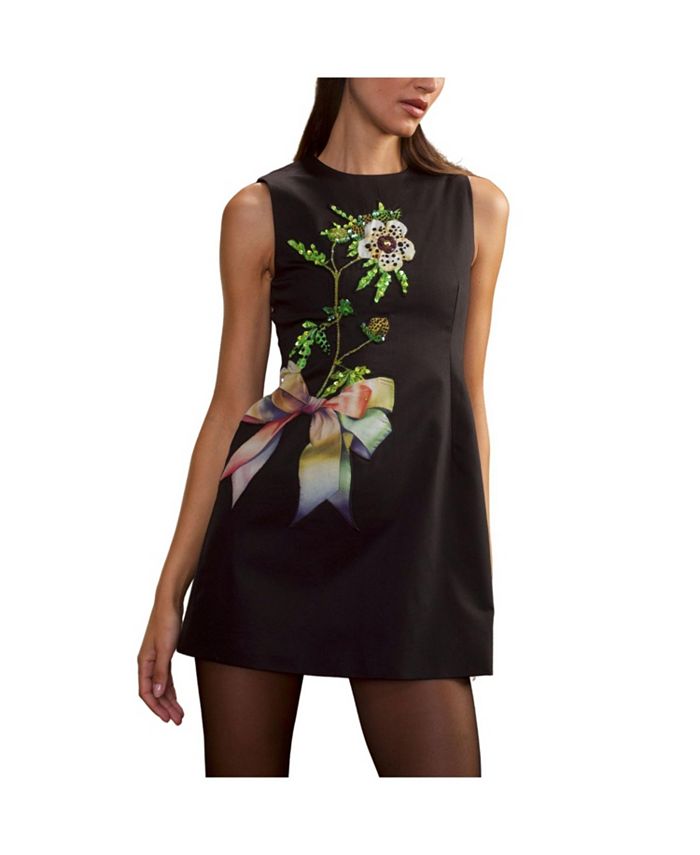

Мини-платье из хлопка с украшениями Cynthia Rowley, черный