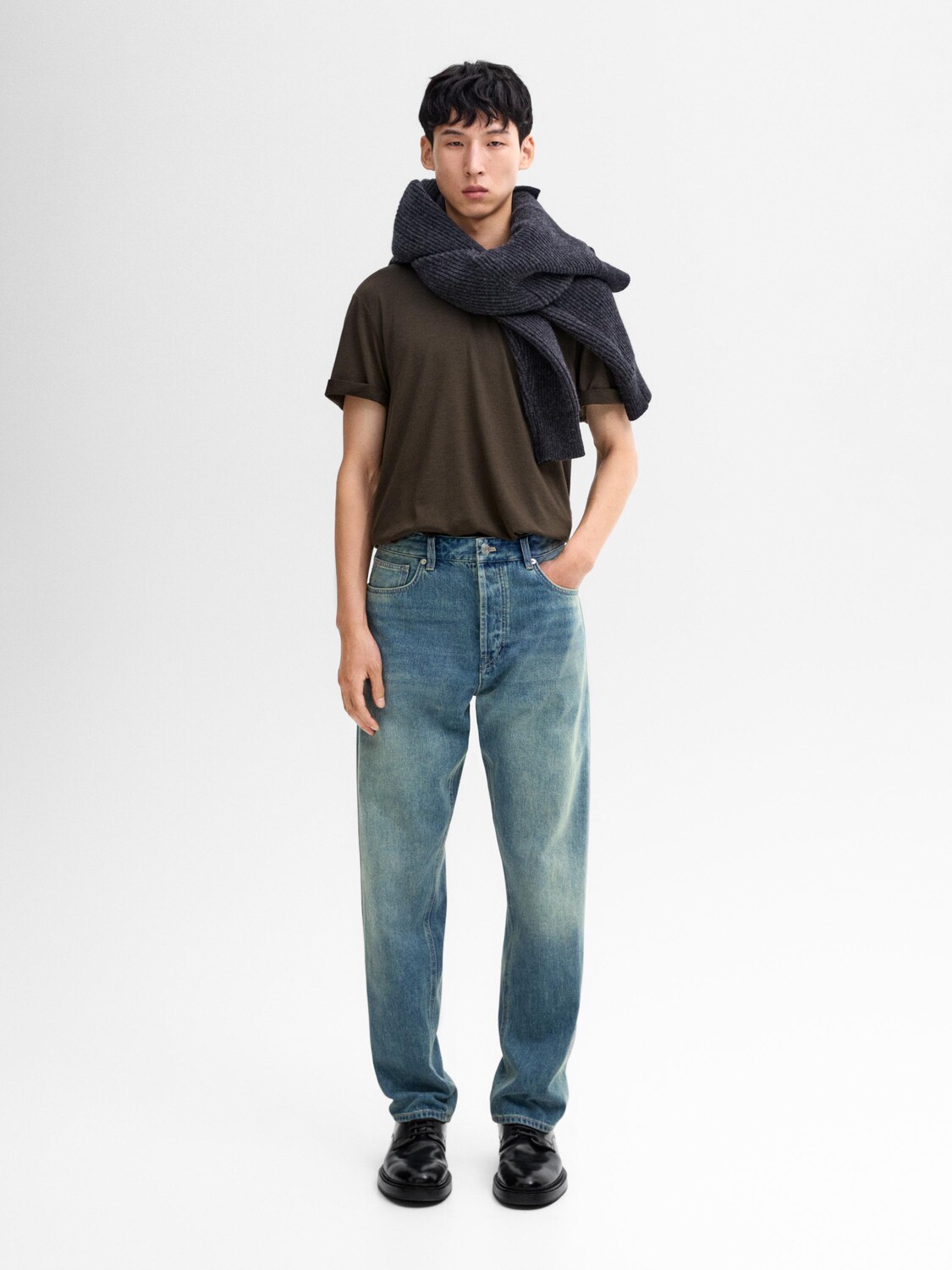 

Футболка из смесовой шерсти Massimo Dutti, хаки