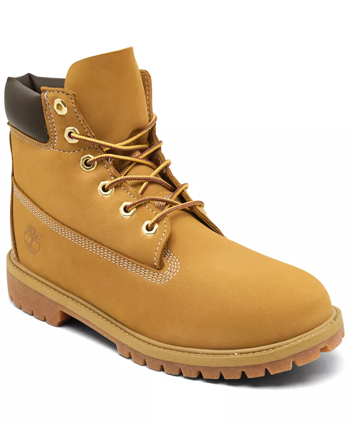 

Детские высокие (6 дюймов) водонепроницаемые ботинки Premium от Finish Line Timberland, коричневый/бежевый