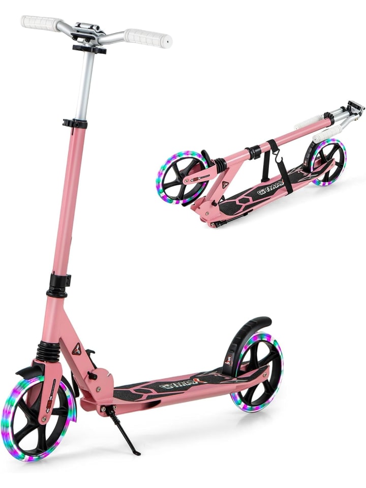 

COSTWAY Детский складной самокат с подсветкой, розовый