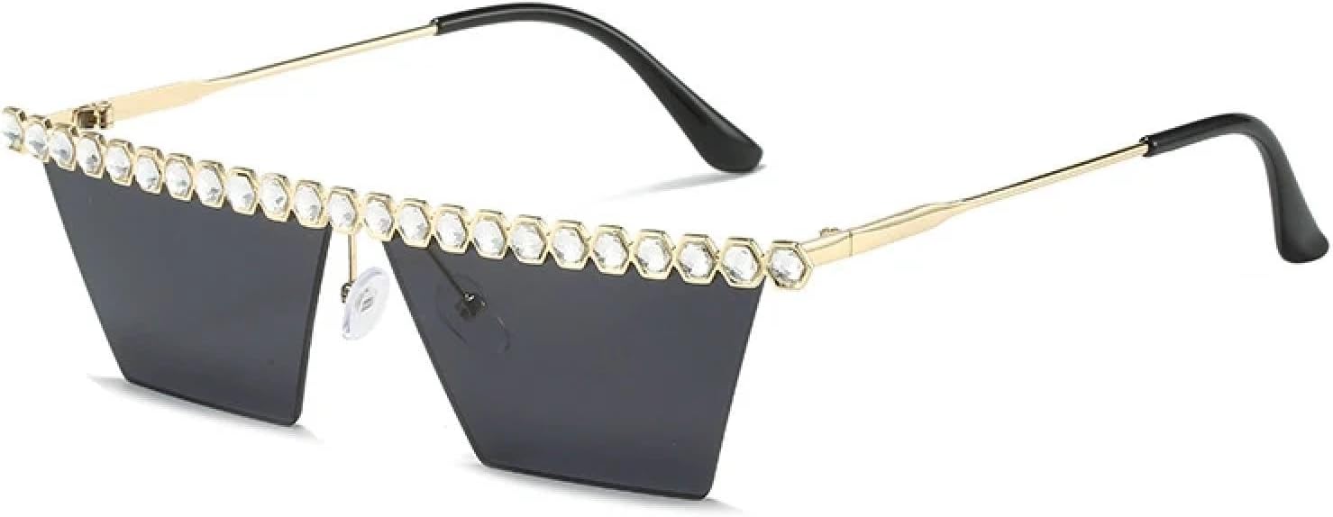 

Винтажные солнцезащитные очки с имитацией бриллиантов для женщин и мужчин, модные и стильные очки для отдыха на природе и вечеринок, солнцезащитные очки с защитой от УФ-излучения UV400 TKKTLLT, Gold Gray