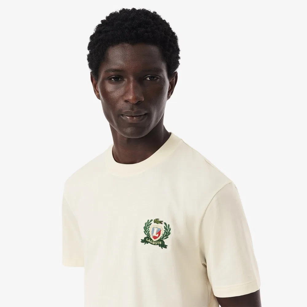 Футболка мужская Lacoste MIF Badge, 100% хлопок, кремовый — фото 2