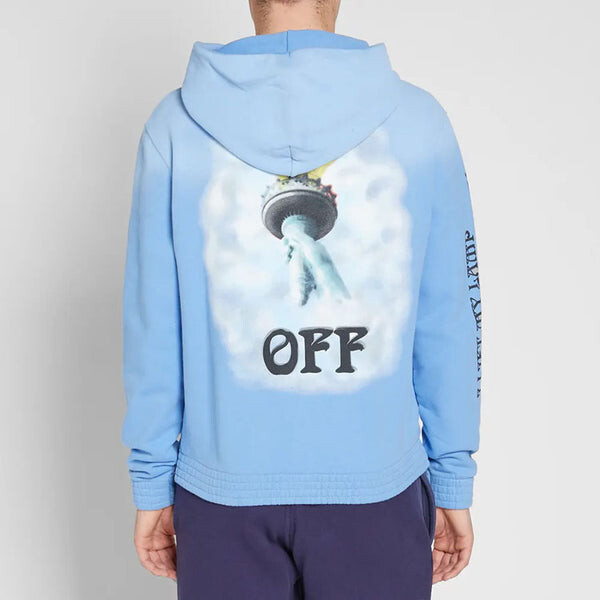 Толстовка statue of liberty cotton long sleeves blue Off-White, синий — фото 3