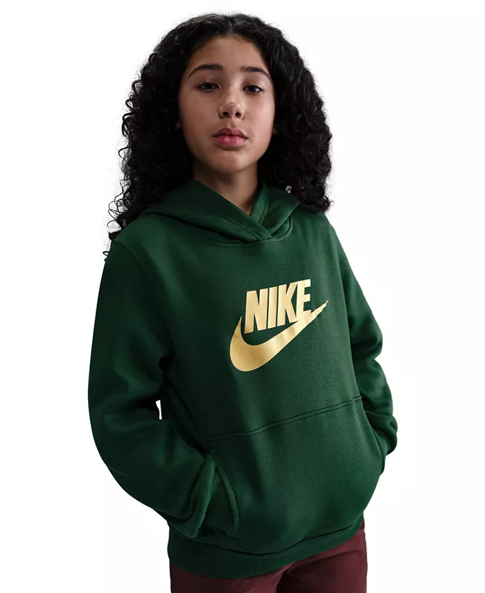 Детская спортивная толстовка Club Fleece с золотым атласным логотипом Nike — фото 3
