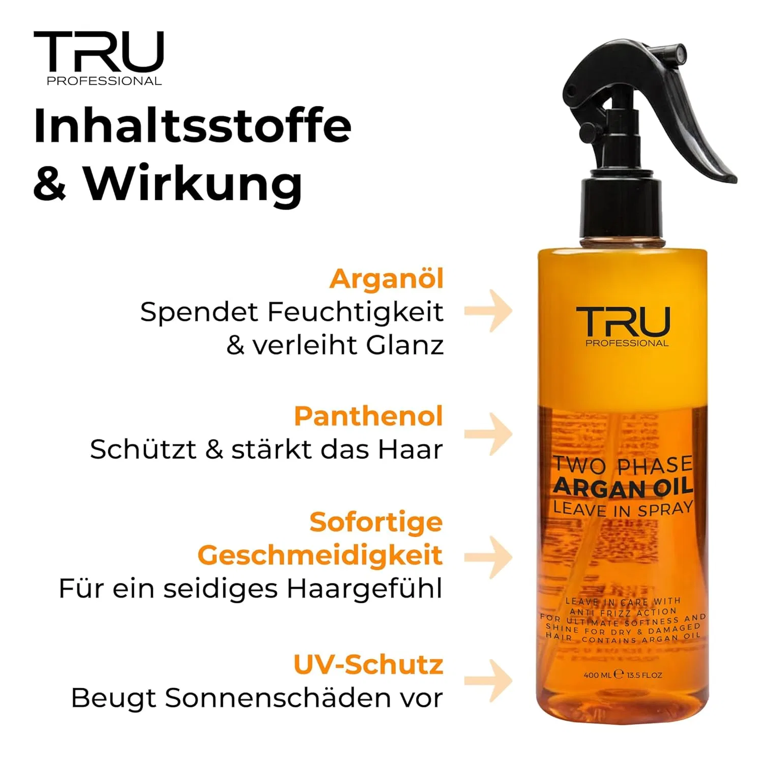Двухфазный несмываемый кондиционер с аргановым маслом «Two Phase Argan Oil» от TRU, 2 x 400 мл Tru — фото 3