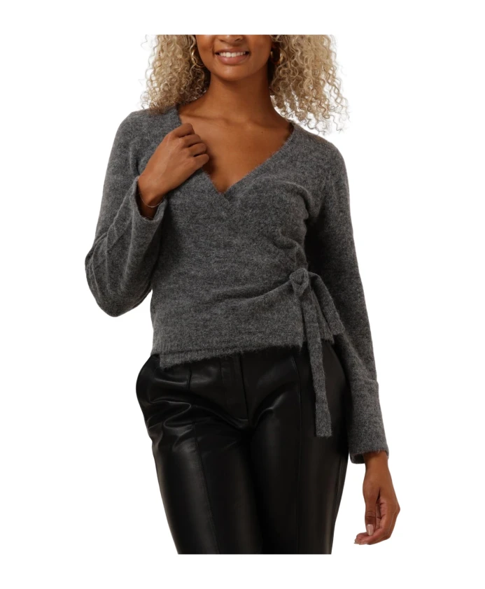 

Серый вязаный жилет с V-образным вырезом для стильного комфорта Envii, серый