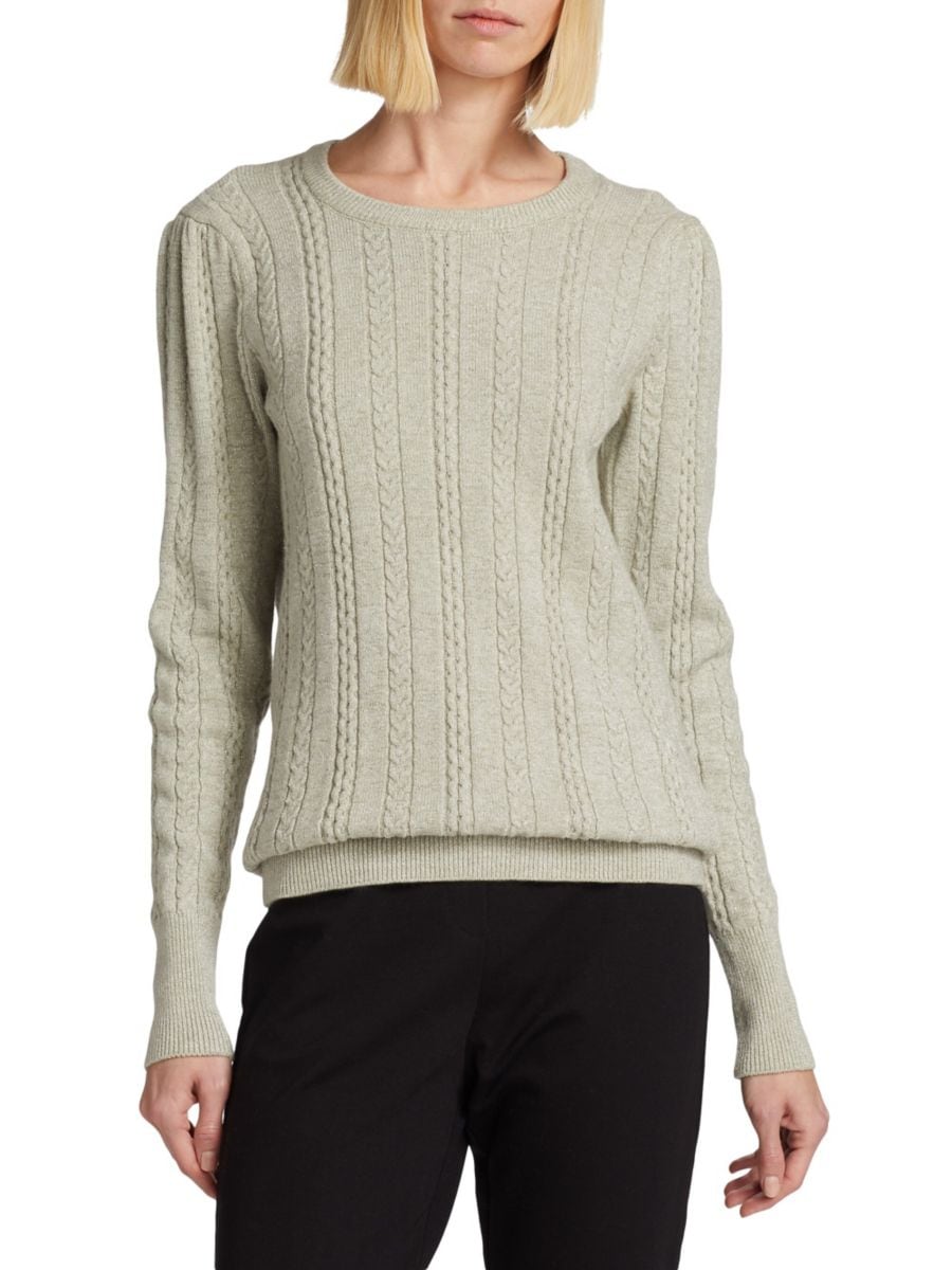 

Блестящий вязаный свитер с косами Saks Fifth Avenue, цвет Oyster