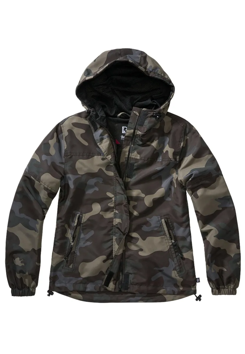 

Всепогодная куртка Brandit " Brandit Women's Ladies Summer Windbreaker Frontzip" (1 шт.), с капюшоном, цвет Darkcamo