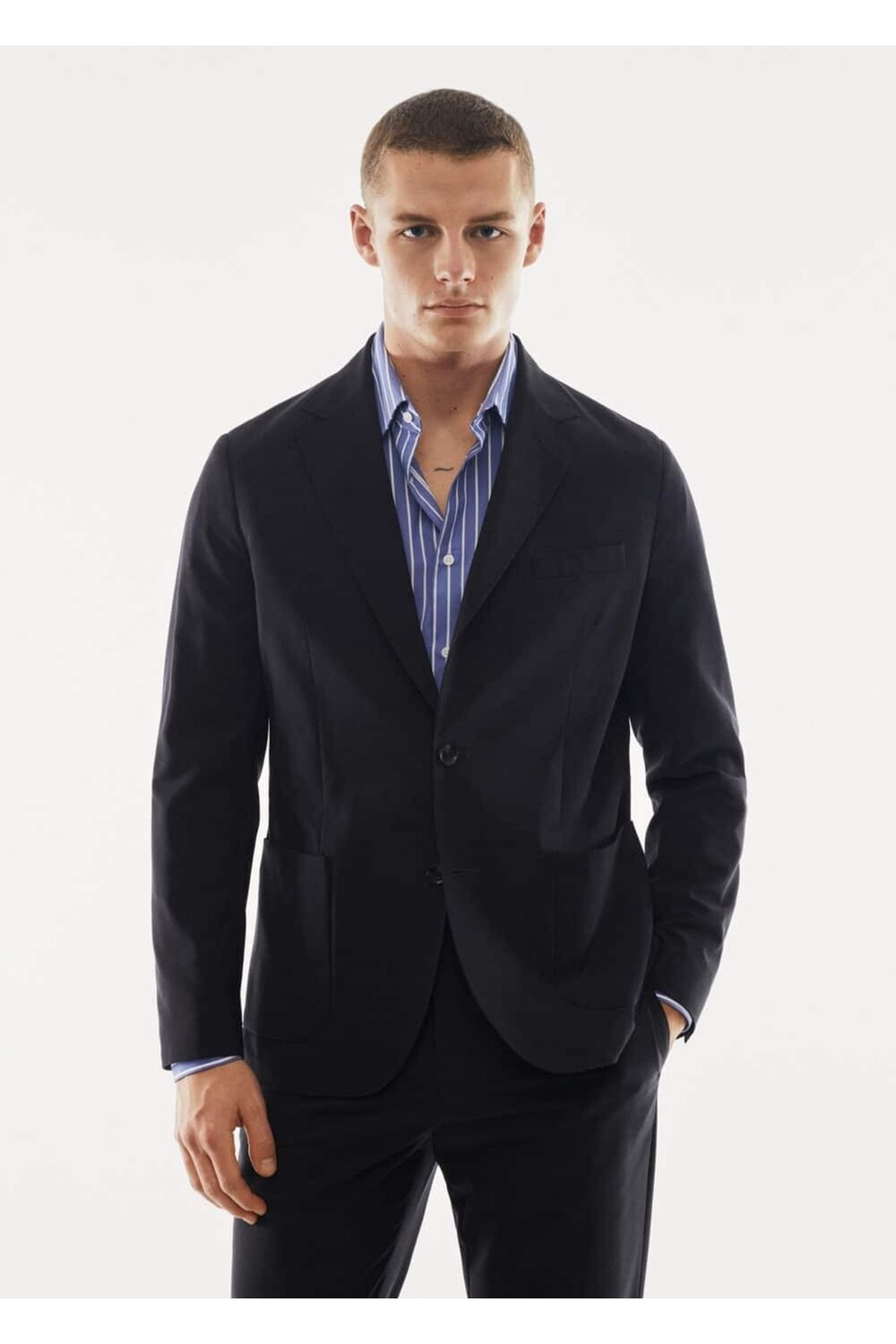 

Дышащий пиджак приталенного кроя Mango, темно-синий