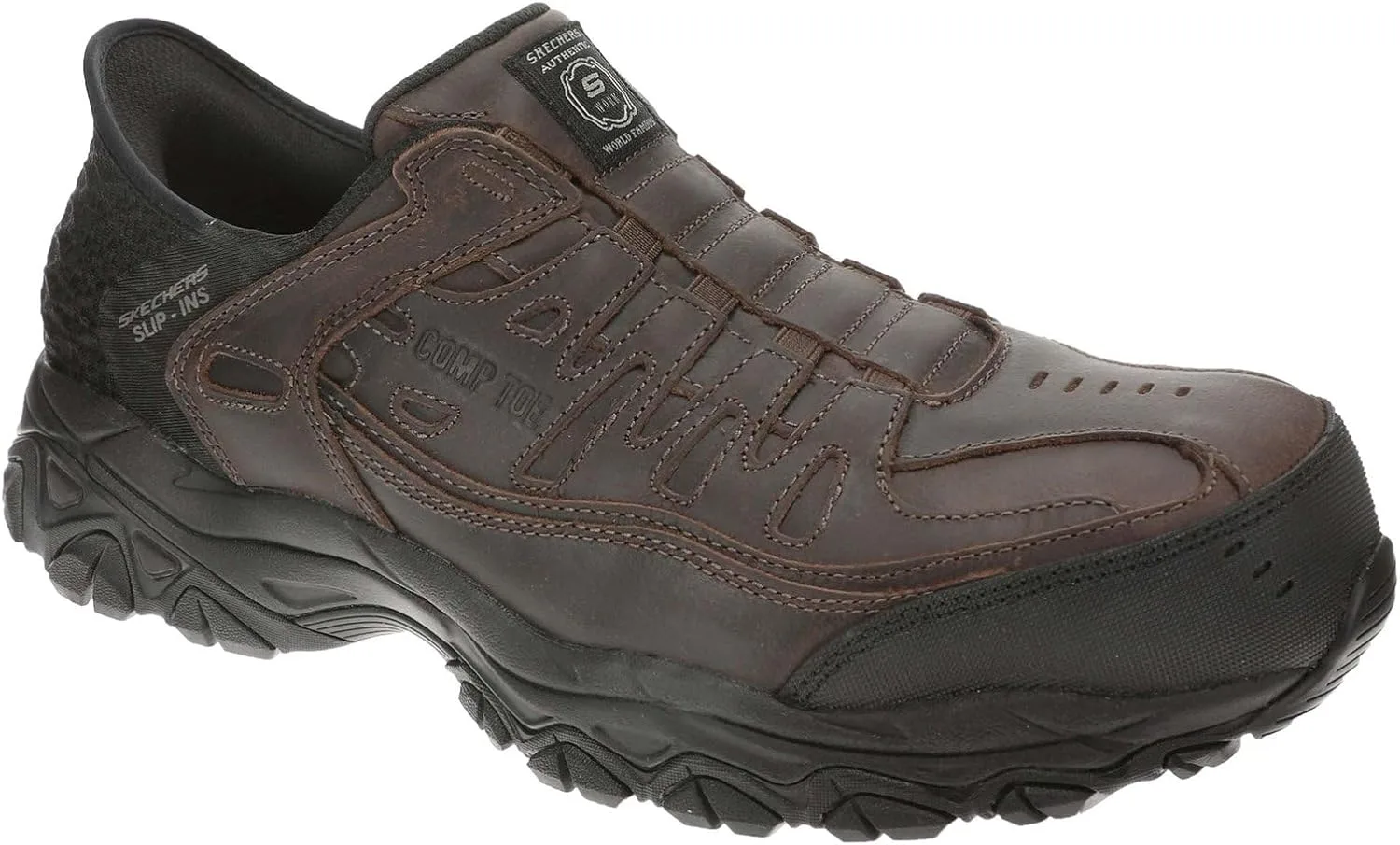 Мужские строительные кроссовки Skechers Holdredge Ryker Hands Free без шнурков, коричневый
