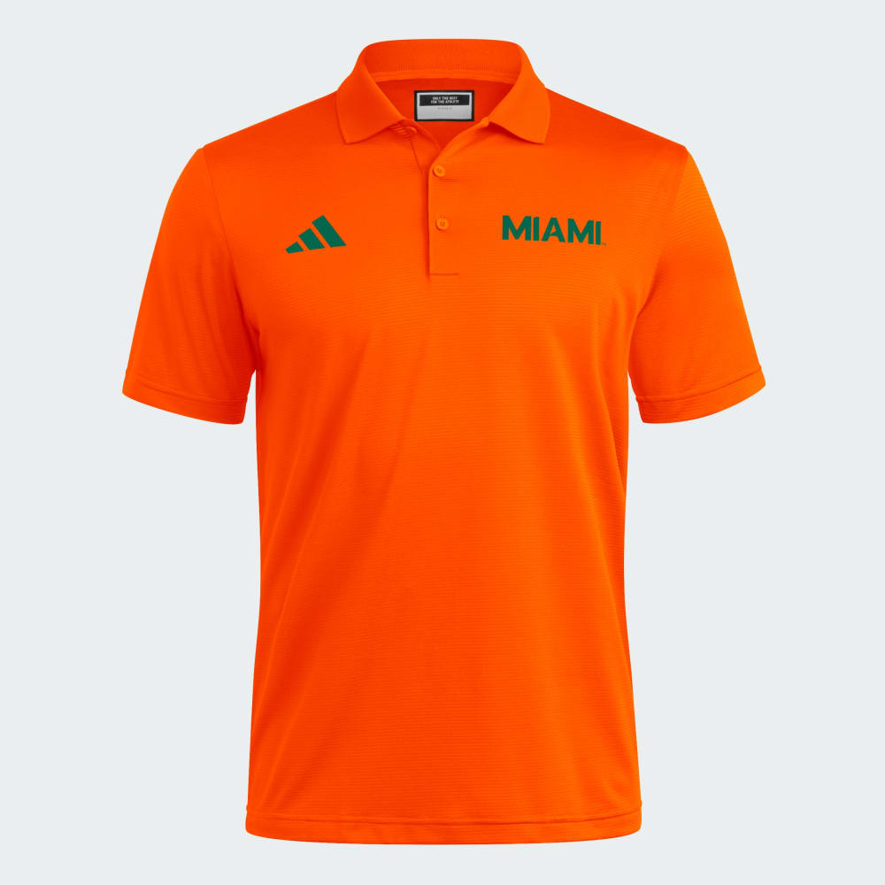 

Спортивная футболка Adidas Miami Hurricanes Coaches Ottoman Polo, цвет Collegiate Orange/Dark Green