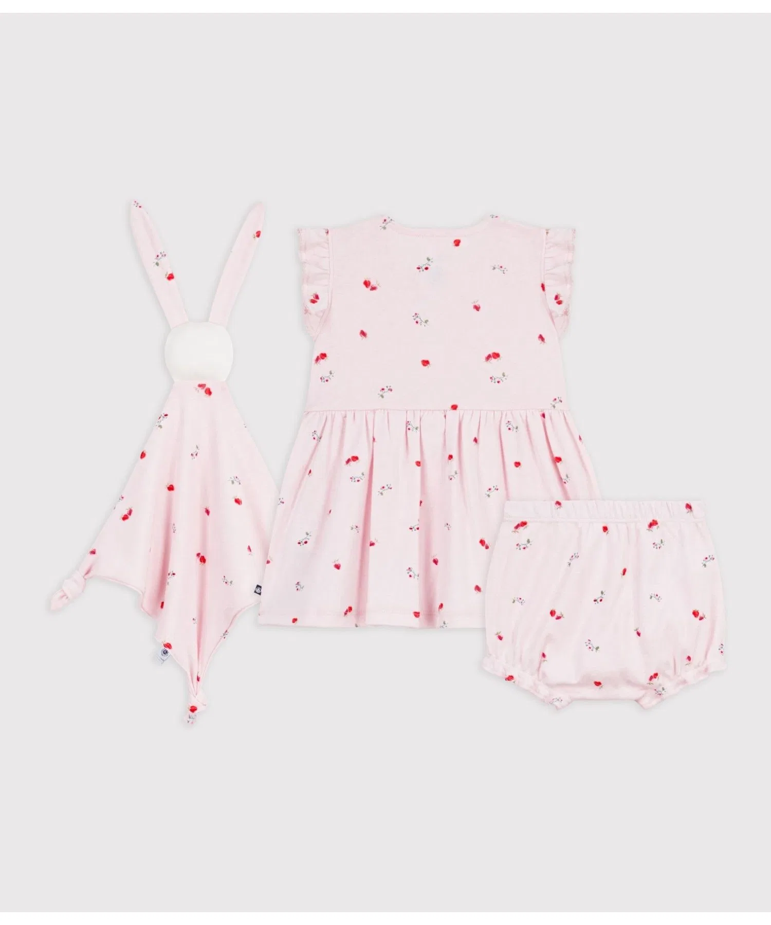 Детское платье с цветочным принтом и трусы-шорты Petit Bateau розовый — фото 3