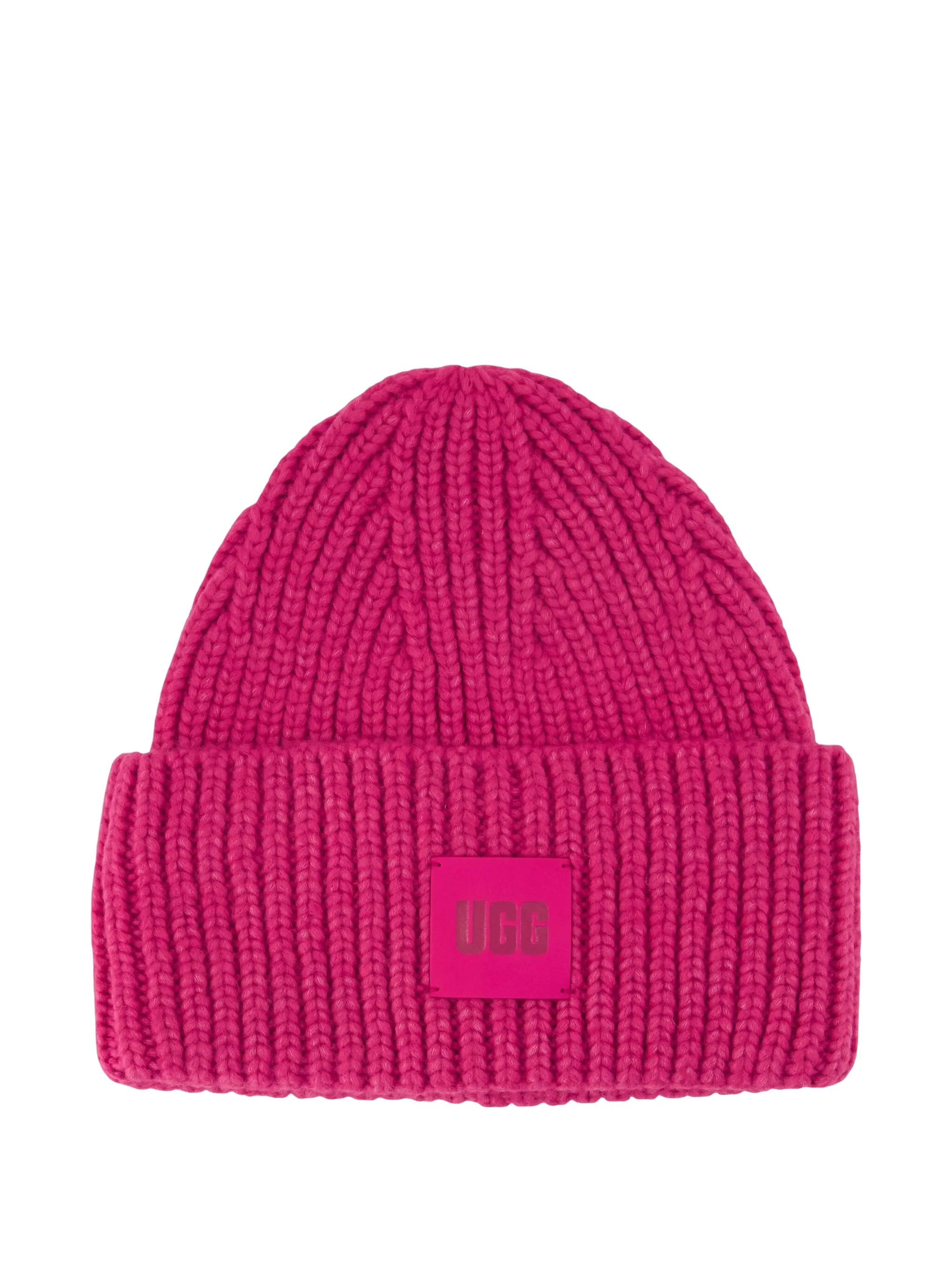

Шапка бини крупной вязки Ugg, розовый