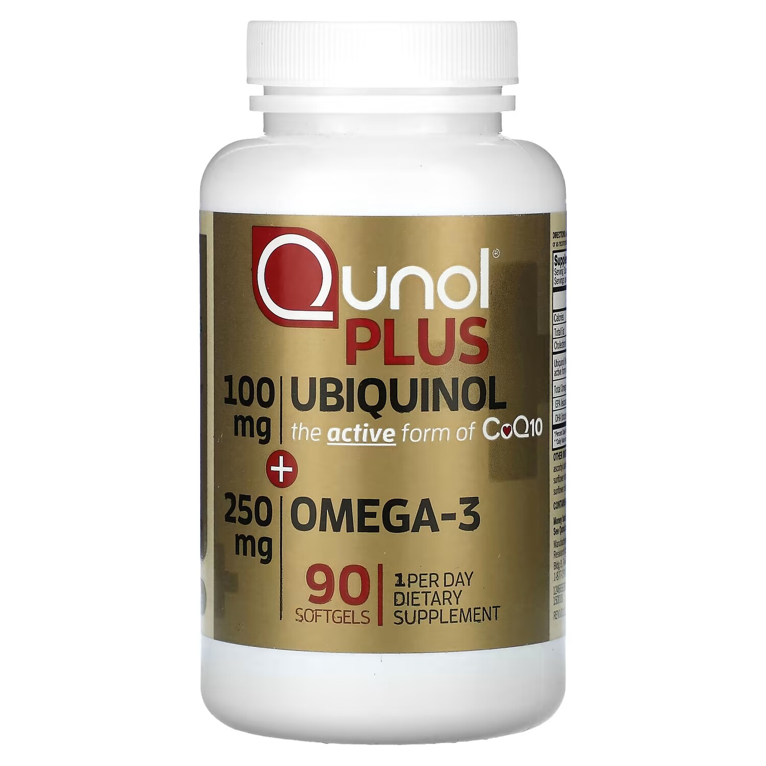 

Убихинол + Омега-3 Qunol Plus 100 мг + 250 мг, 90 мягких таблеток
