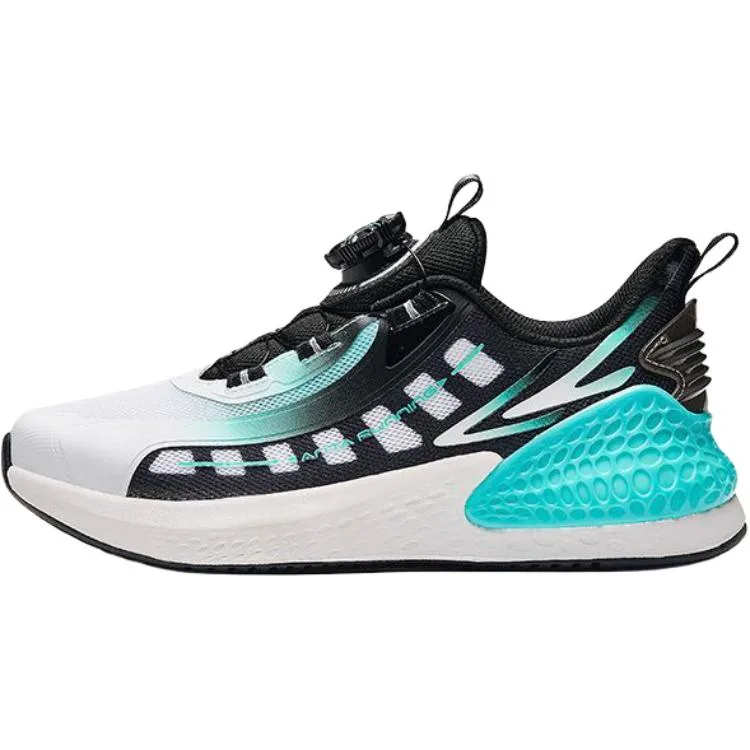 Детские кроссовки для бега C37 Fabric Abrasion Resistant Antakids, Anta White/Black/Fluorescent Aqua Green