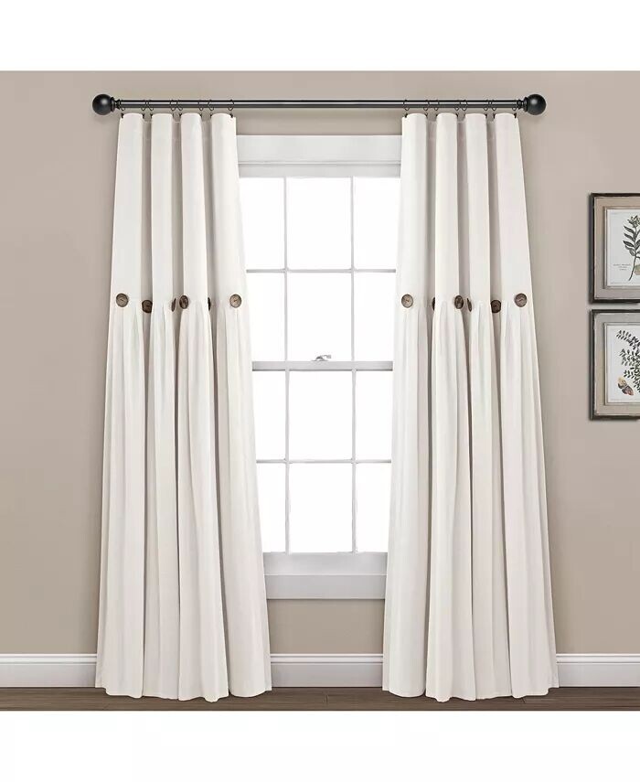 

Плотная оконная занавеска на льняной пуговице со 100% подкладкой Lush Decor, белый